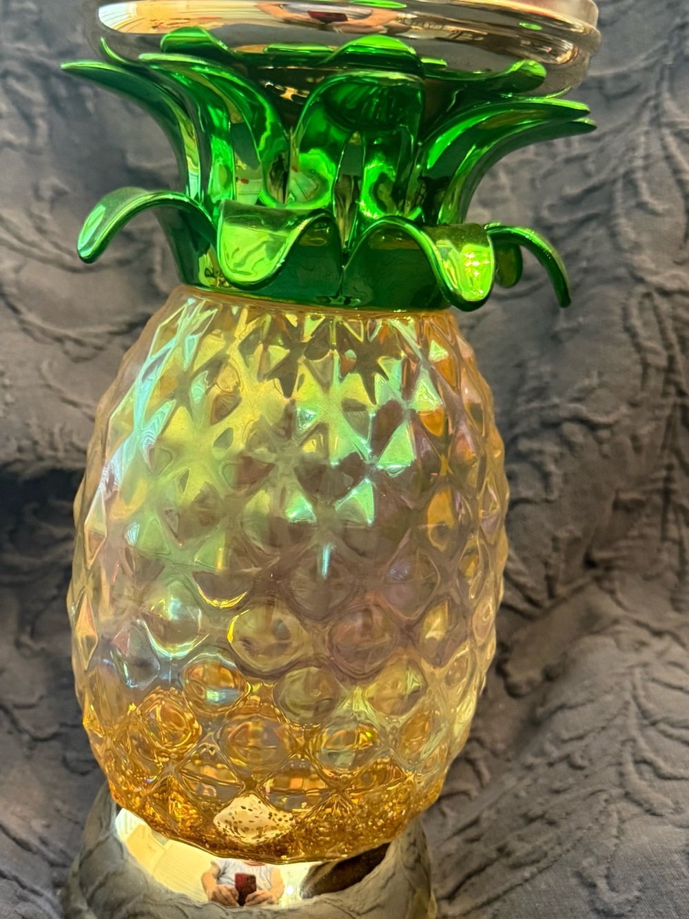 Bath & Body Works Iridescent Yellow Amber Pineapple Lamp with Green Top
